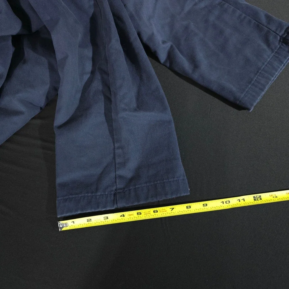 L.L. Bean Flannel Lined Chinos Men 32x32 Navy Blue Natural Fit Cotton Pants WT63